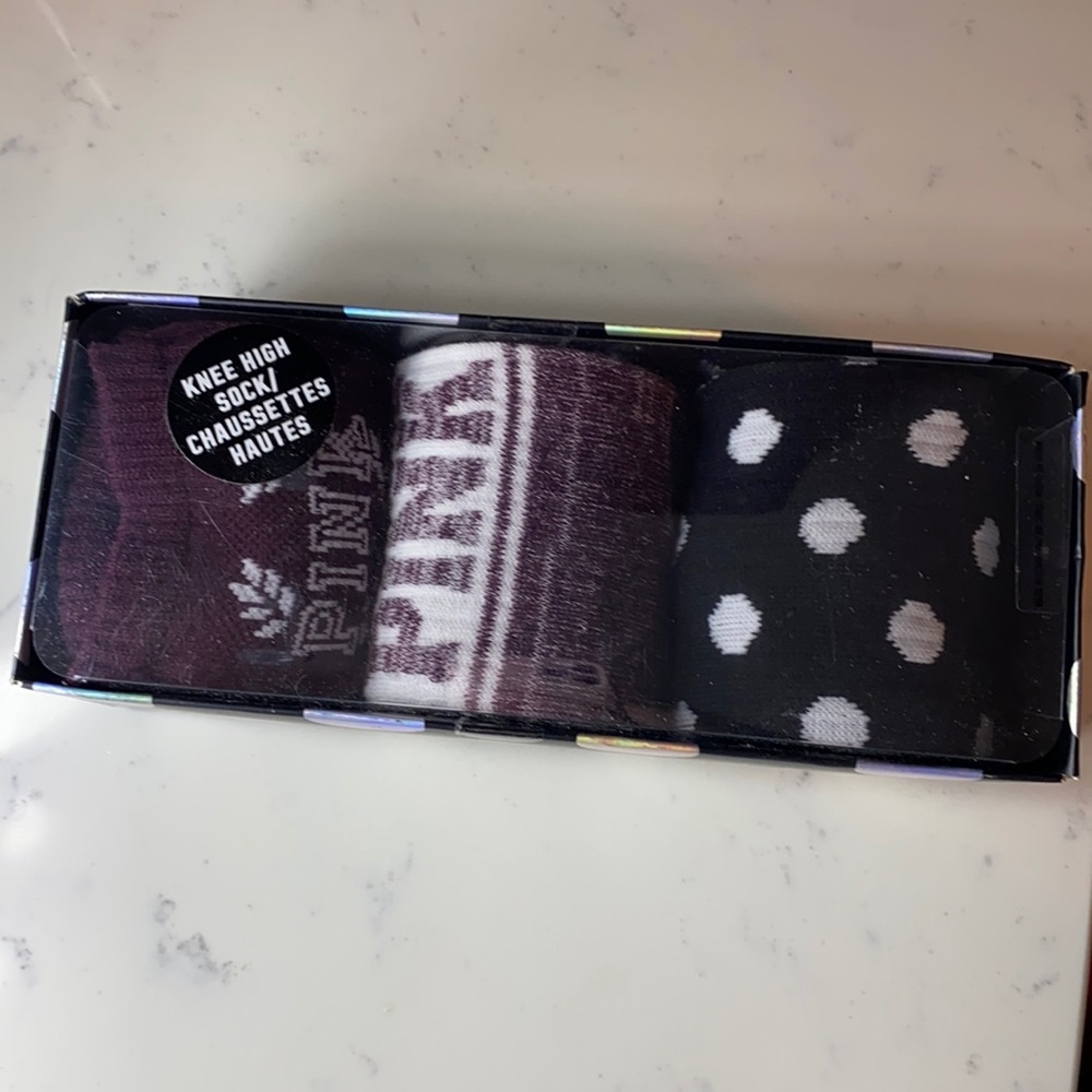 PINK Victoria’s Secret three pack knee high socks
